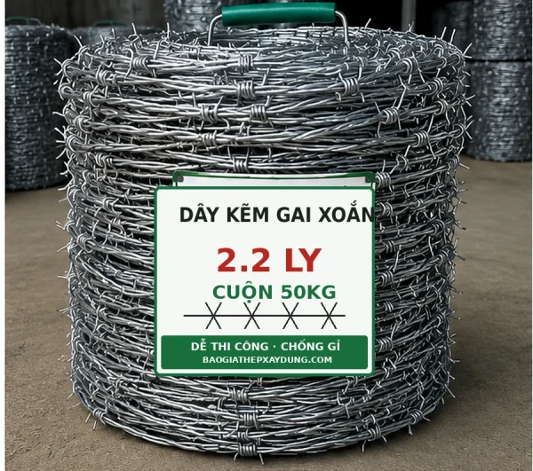 Dây kẽm gai xoắn 2.2 ly cuộn 45kg trong kho