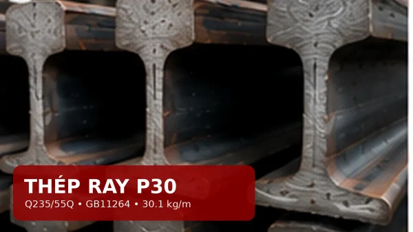 Thép ray P30 xếp trong kho công nghiệp