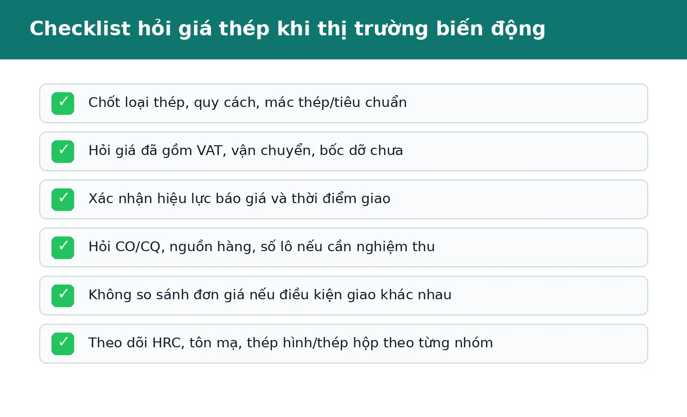 Checklist hỏi giá thép khi thị trường quốc tế biến động