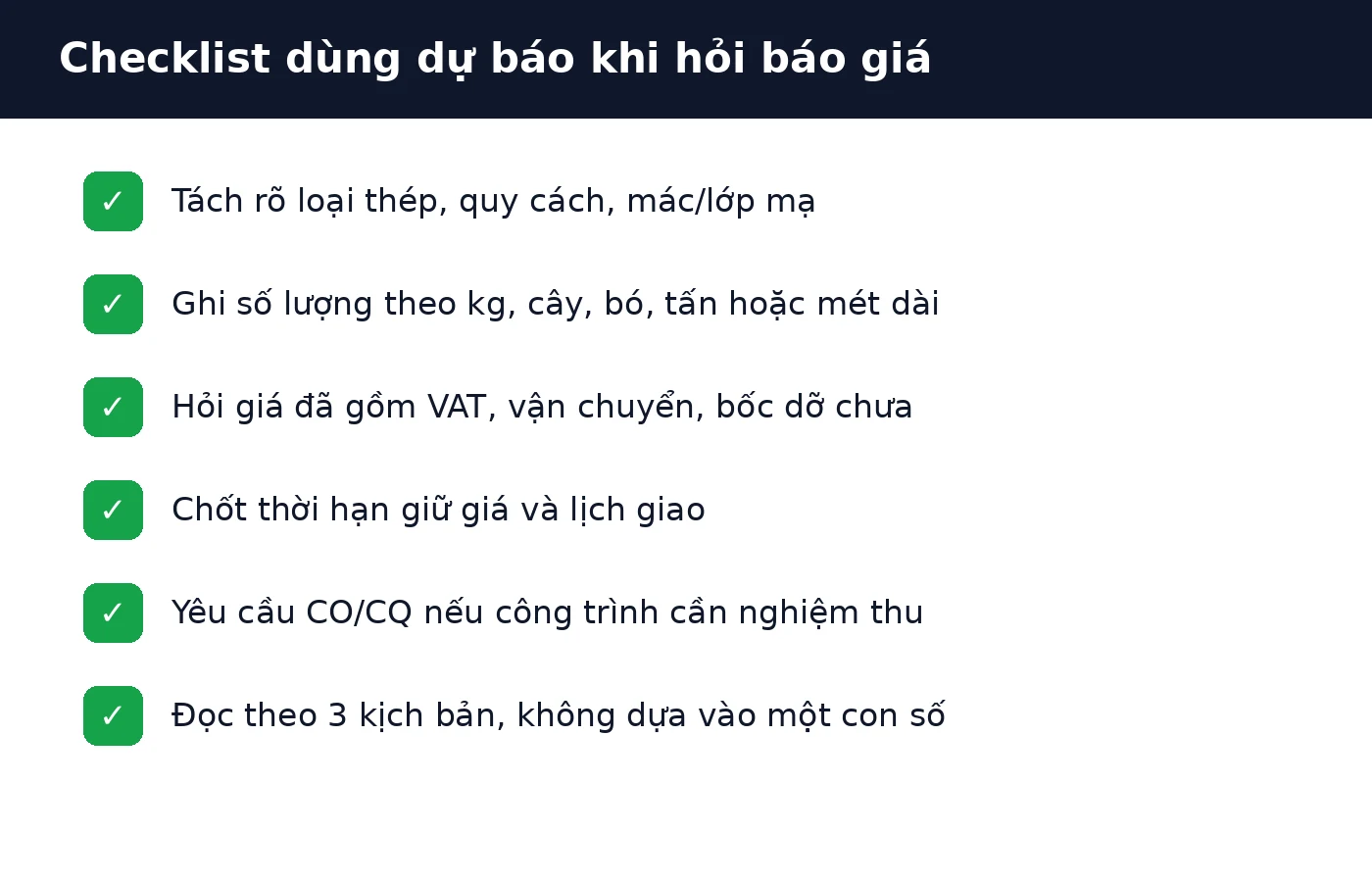 Checklist hỏi báo giá thép sau khi xem dự báo xu hướng giá thép